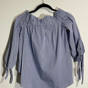 H&M Blue Striped Off-Shoulder Blouse